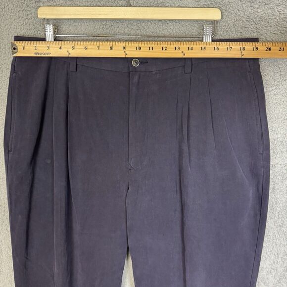 S Tommy Bahama Pants Men's 38x30 Blue Silk Blend Flat Front Beach Chino‎ - Picture 3 of 10